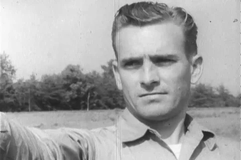 Shooter aim with revolver while target training - 1960 Stock Footage 106067952