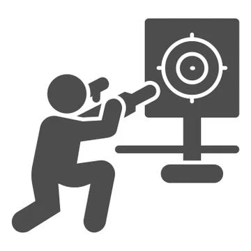 Shooter and target solid icon, self defense concept, shooting range sign on Stock Illustration