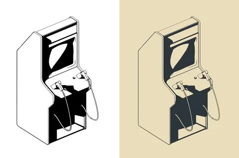 Shooter arcade machine illustrations Illustrazione stock