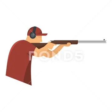 Shooter in baseball cap icon, flat style Stock Illustration