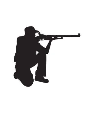 Shooter Kneeling Position Stock Illustration