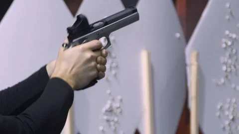 Shooter A look with a side Stock Footage 72492875