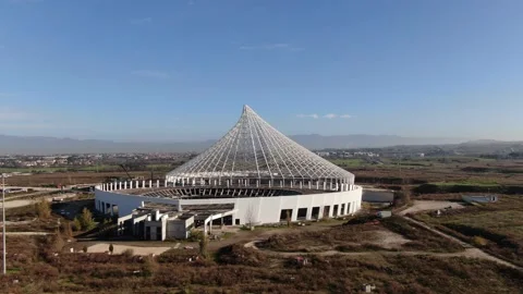 Shooting from afar around the Vela Designed by Calatrava City of Rome Stock Footage 147680168