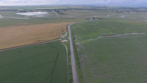 Shooting from the air of agricultural fields Stock Footage 113404806