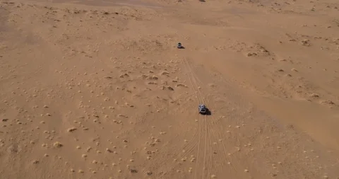 Shooting from the air the car moving through the desert. Stock Footage 106022075