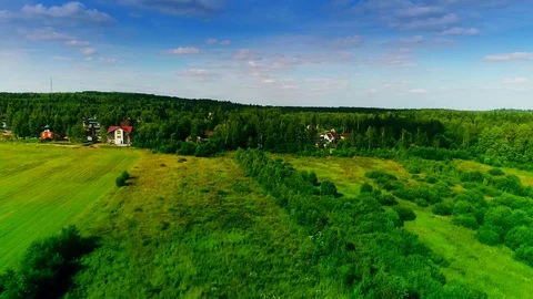 Shooting from the air on the drone. Beautiful fields and trees. Stock Footage 85247485