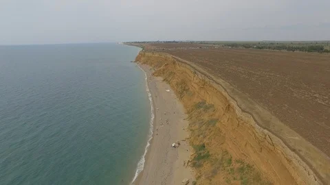 Shooting from the air of German beam beach, Kacha, Sevastopol, Crimea. 動画素材 117127776