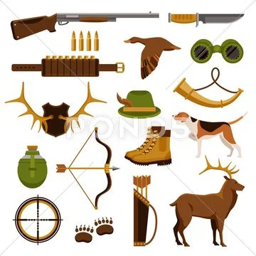 Shooting And Hunting Set Stock Illustration