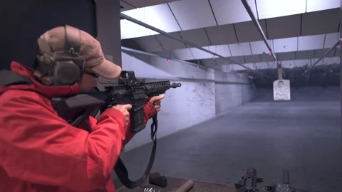 Shooting ar-15 with without silencer Stock-Footage 85126825