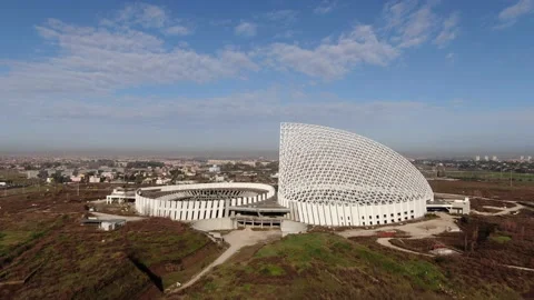 Shooting around the Vela Designed by Calatrava Stock Footage 147678692