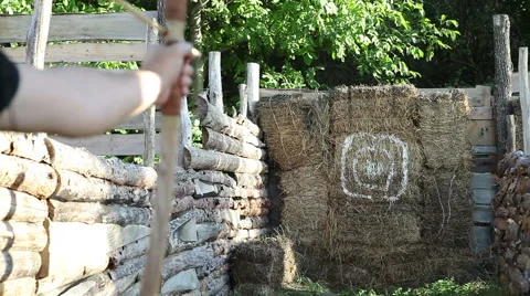 Shooting with arrow into a target Stock Footage 41808265