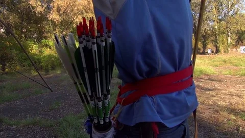 Shooting arrows from a bow Stock Footage