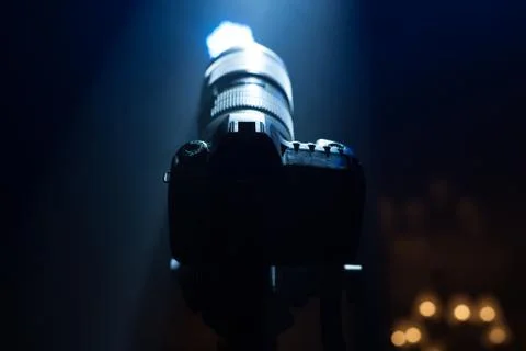 Shooting at the camera in the studio Stock Photos