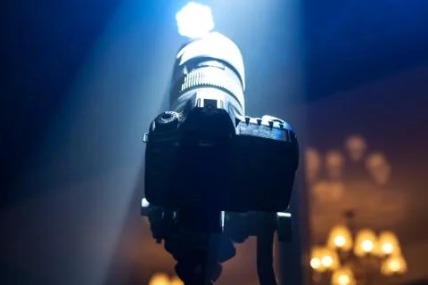 Shooting at the camera in the studio Stock Photos