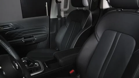 Shooting a car interior in a dark studio, no one around, camera moving slowly Stock Footage 280224247