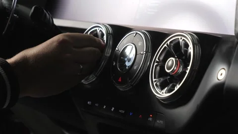 Shooting a car interior in a dark studio, no one around, camera moving slowly Stock Footage 280224323