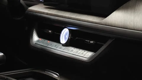 Shooting a car interior in a dark studio, no one around, camera moving slowly Stock Footage 280224397