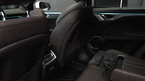 Shooting a car interior in a dark studio, no one around, camera moving slowly Stock Footage 280224585