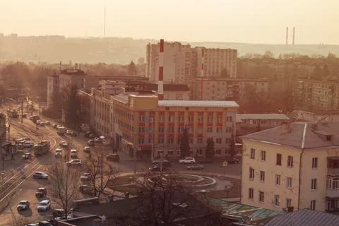 Shooting of the city from the height Stock Photos