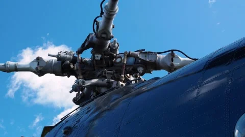 Shooting close, the main rotor of dark b... | Stock Video | Pond5
