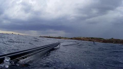 Shooting Clouds, thunderstorm and lightning on the sea Stock Footage 95590122
