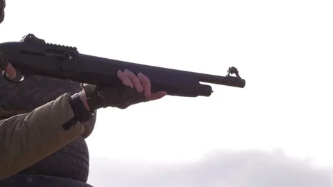 Shooting competition outdoors Stock Footage 87117622