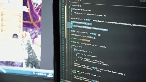 Shooting from the computer screen: virtual code and command line Stock Footage 84969023