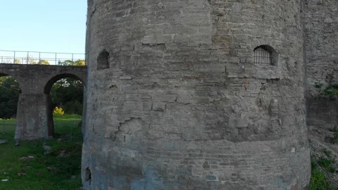 Shooting with a copter 4K video of an ancient fortress outside the city Stock Footage 116554277
