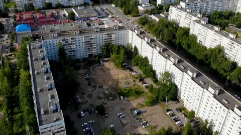 Shooting at the copter yard of the building Stock Footage 93449484
