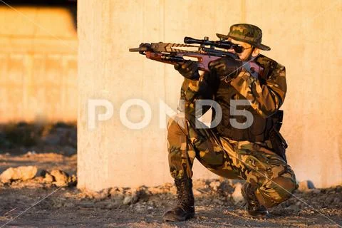 Shooting with crossbow Stock Photos