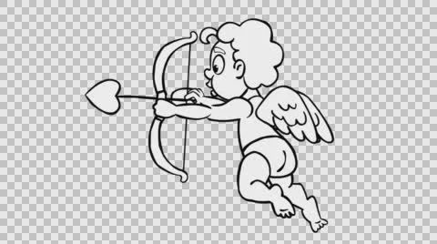 Shooting Cupid. Black and white version. Stock Footage 64589526