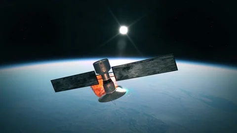 Shooting down an old satellite in space with a missile 库存影片 159244095