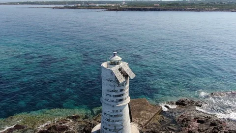 Shooting with the drone Lighthouse on the sea Stock Footage 115023204