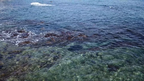 Shooting Drone over the waves of the sea Stock Footage 87730080