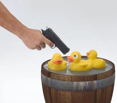 Shooting ducks in a barrel Foto stock