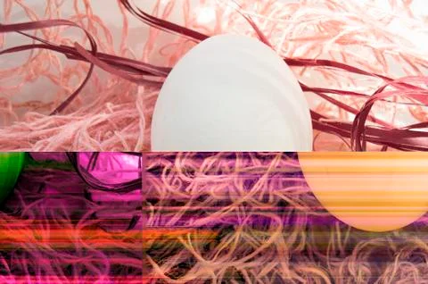 Shooting Easter, one egg on a pink background - damaged file. Abstract textur Stock-Fotos