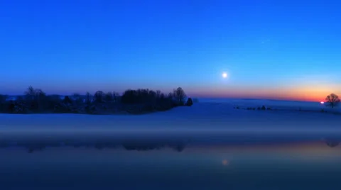 Shooting Falling Star Meteor Calm Winter Lake Snow HD Stock Footage 39772129