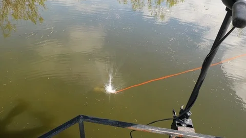 Shooting a fish with a bow Stock Footage 107882214