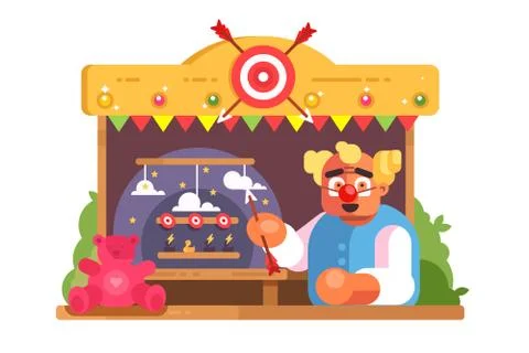 Shooting gallery funnyman Stock Illustration