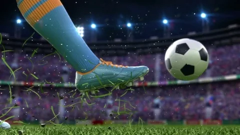 Shooting on goal in slow motion Stock Footage 79344997