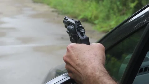 Shooting With Gun From Car Stock Footage 158507595
