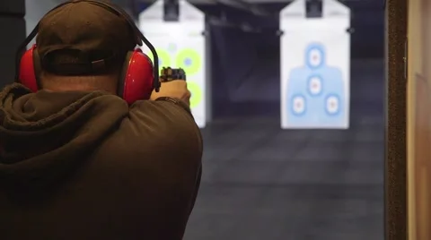Shooting at Gun Range Stock Footage 49167580