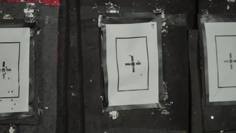 Shooting From A Gun At The Target, Close Up. Slow Motion 스톡 동영상 170243544