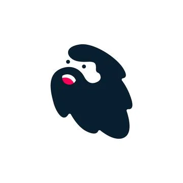 Shooting happy dwarf man with beard logo Stock Illustration