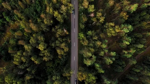 Shooting from helicopter. Great view of two lane asphalt road with dotted Free Stock Footage 90175417