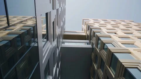 Shooting a high-rise building made of metal and glass Stock Footage 203554920