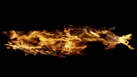 Shooting with high speed camera in 4K. Closeup fire flames burning up on black Vidéo 113263406