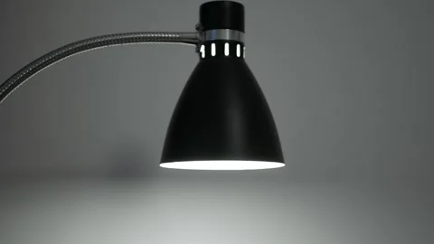 Shooting with a Lamp Lighting a Room with White Light. Lamp with Led Bulb Light Stock Footage 336917006