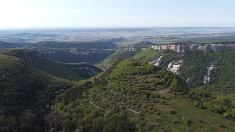 Shooting a mountain landscape in clear light weather from a bird's-eye view Stock Footage 154764770