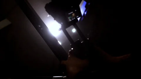 Shooting a movie on the set with a digital camera and movie camera, background Video stock 129686901